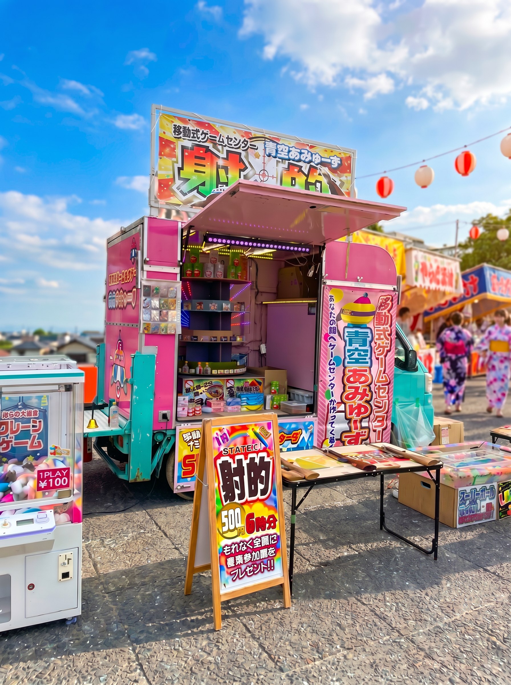 青空あみゅーずの移動式アミューズメント車両（射的）実写・お祭り出店風景